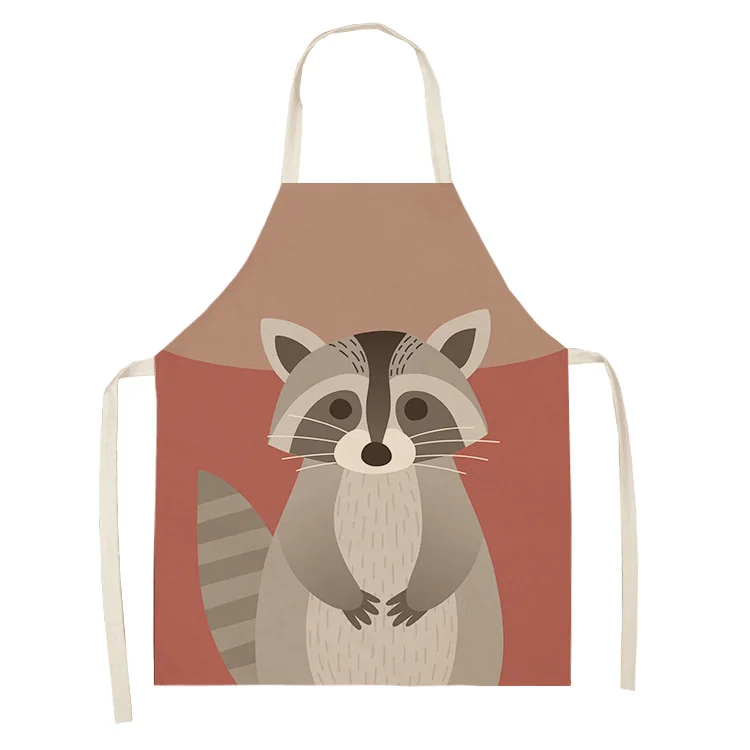 Creative cute fox rabbit animal print apron for men and women interesting kitchen supplies home cooking baking tools