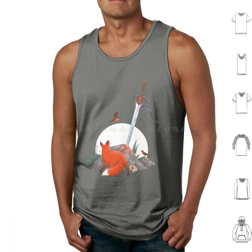 Recollect The Legend About Excalibur Tank Tops Print Cotton Magical Mythical Kingdom Fox Fantasy Legend Kingarthur