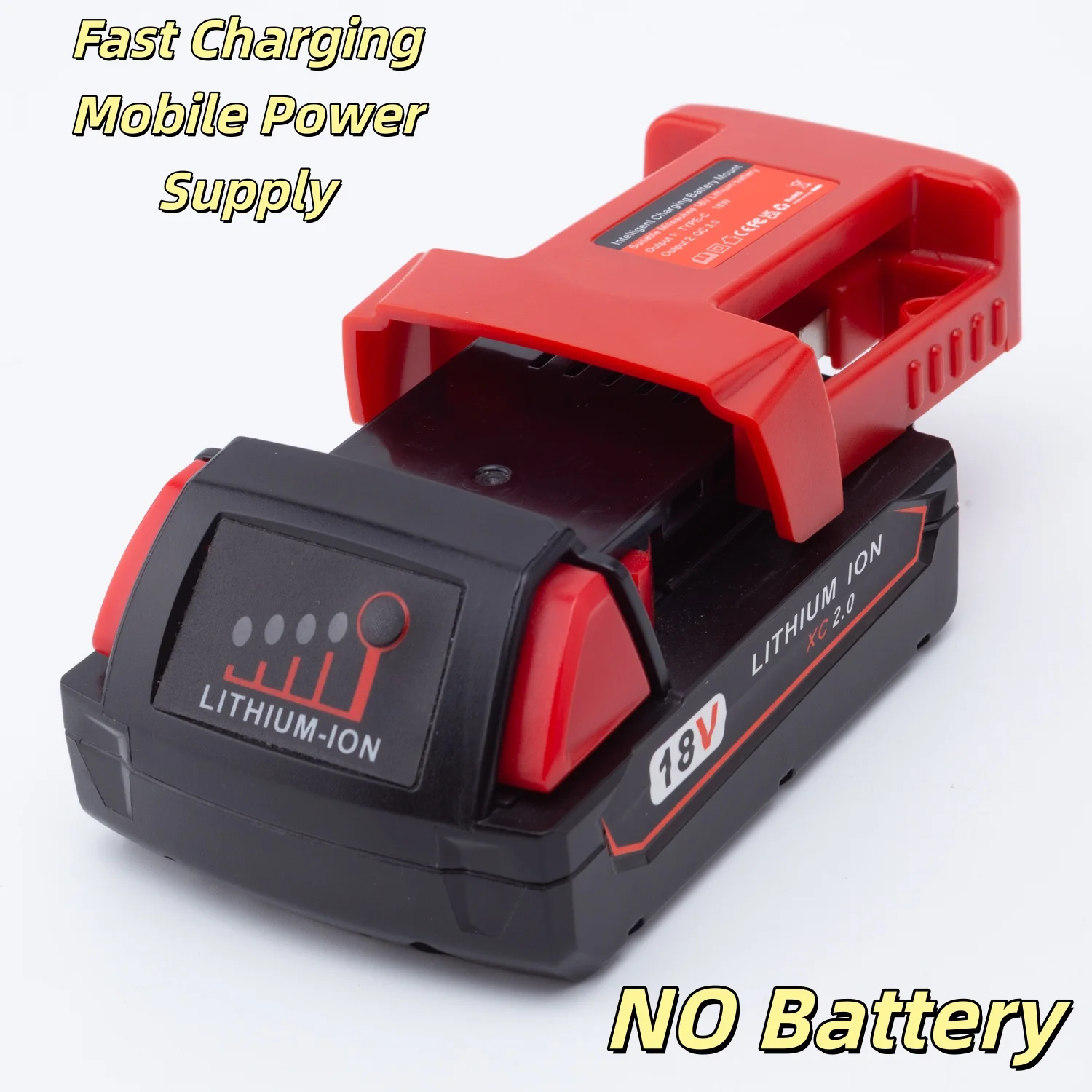 For Milwaukee 18V Lithium Battery Mobile Phone Fast Charging Mobile Power Supply Portable Adapter Accessories(Without Battrey)