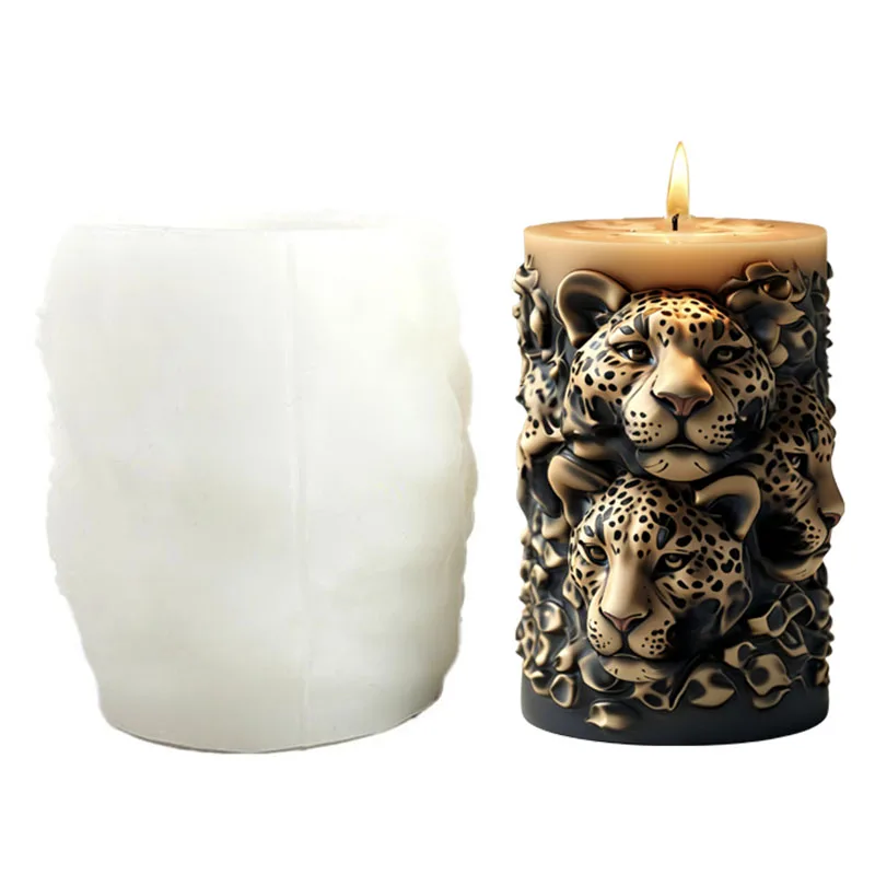 Grassland Cheetah Series Candle Mold 3D Embossed Animal Design Detailed Embossed Design Resin Mold