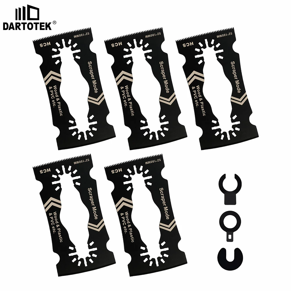 DARTOTEK 2-in-1 Oscillating Multi Tool Blades Multitool Blade Scraper Wood Plastic Cutter Paint Scraper Universal Fit Blades