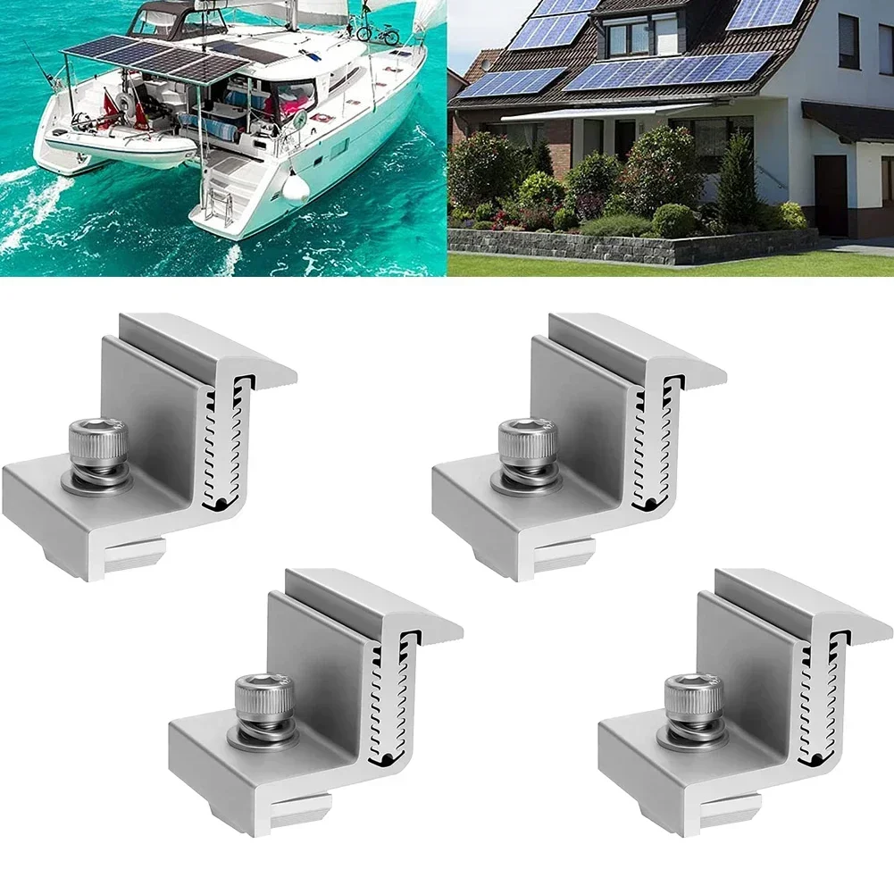 4X Solar Panel Z Brackets Photovoltaic Solar Panel Mounting Racking Accessories Module Mounts Clamp Adjustable To 35-50 Mm