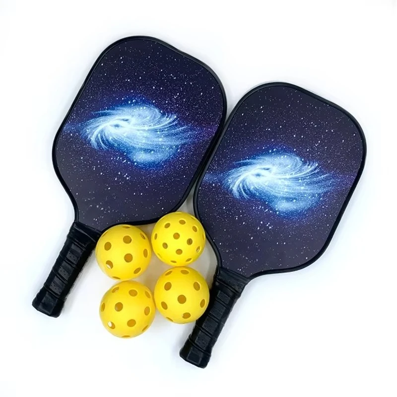 INOLP Galaxy Design Carbon Fiber Pickleball Paddle Set Professional Honeycomb Core Starry Sky Racket for Training Men Women