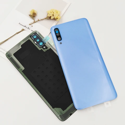 Крышка батарейного отсека для Samsung A70, задняя крышка, задняя крышка корпуса, сменные детали для Galaxy A705 SM-A705FN/DS с объективом камеры