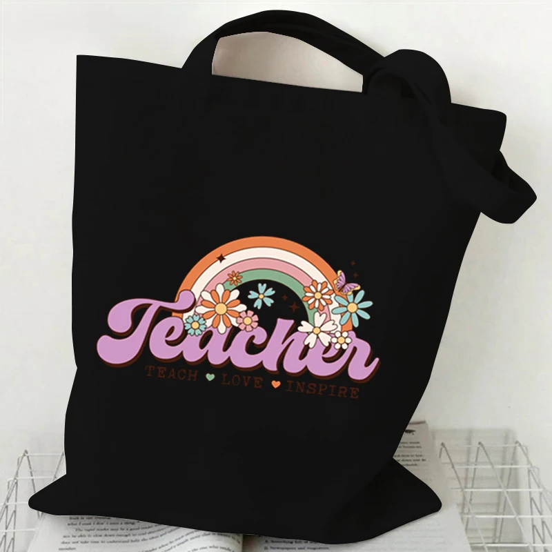 Battery Life of A Teacher Print Graphics Tote Bag Women's Floral Teacher Shoulder Bag Fashion Gifts for Teachers Y2K Handbags