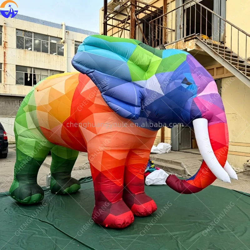 Giant Inflatable Colorful Jungle Animal Mascot Hippo Elephant Lion Chameleon Gorilla Flamingo Black Bear Outdoor Decoration Prop