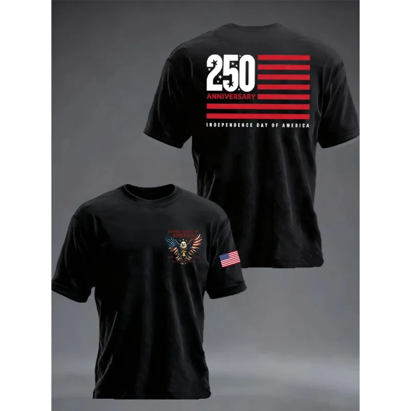ilstile 2026 Hot Sale U.S. 250th Anniversary Men's Print T-Shirts Summer Short Sleeve Casual Daily Tops Round Neck Tees