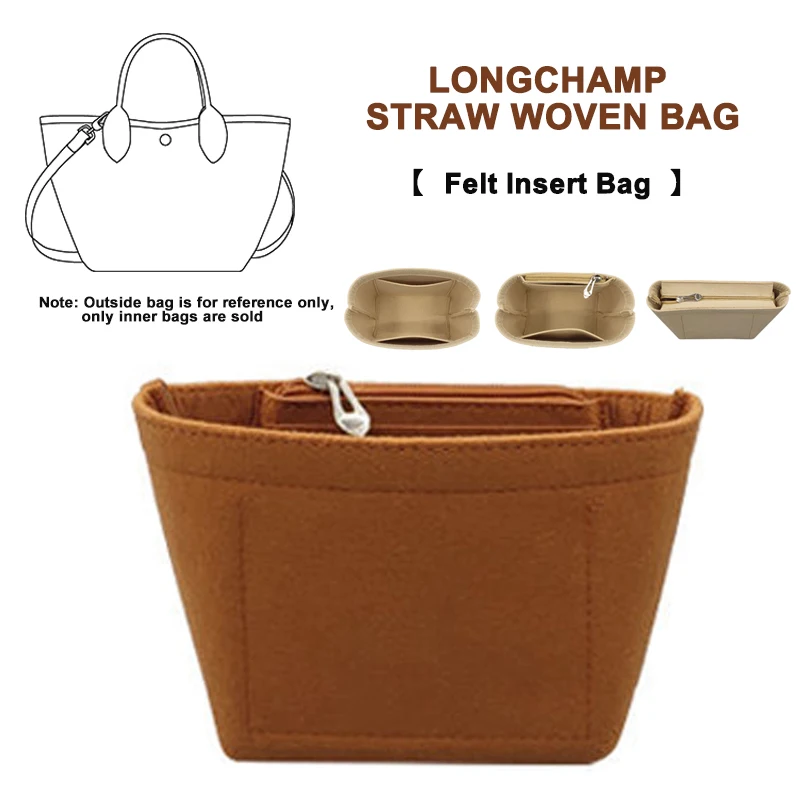 EverToner For Long Champ Straw Woven Bag Felt Insert Bag Mini Dumpling Bag Longchamp Bag In Bag Storage Inner Bag Support