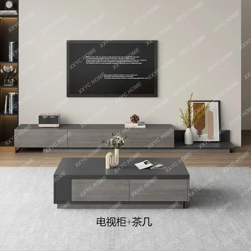 XXExtendable Coffee Table TV Cabinet Set Modern Minimalist Style Living Room Home Tea Table Storage Cabinet