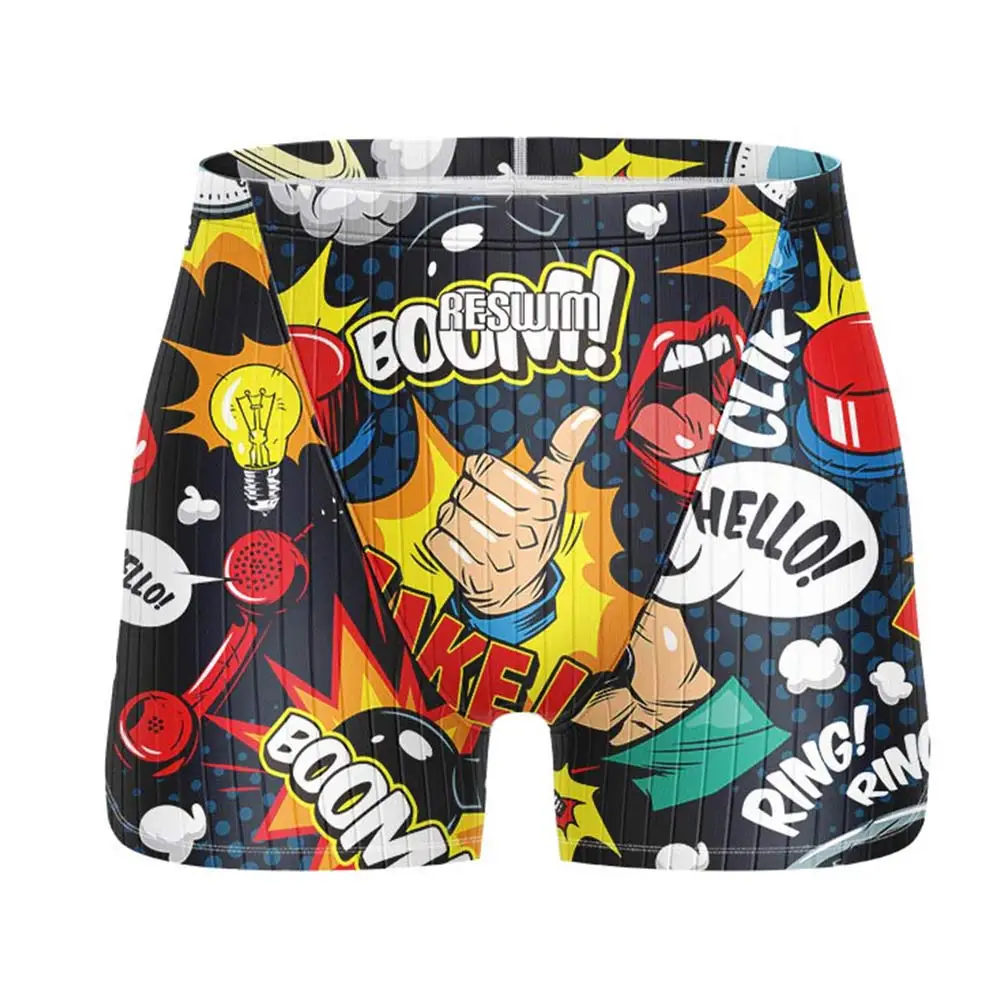 

Summer Men's Swim Jammers Swimsuit Short Swimming Trunks Beach Diving Surfing Print Tights Shorts Swimwear Sports Training Pants