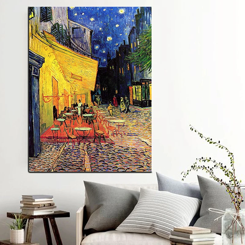 Famous Paintings Artist Van Gogh Canvas Print Starry Sky Iris Flower Sea Boat Landscape Poster