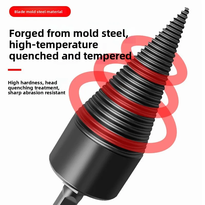 Conical Screw Wood Splitter Drill Bit, Heavy Duty, for Camping/Firewood Preparation