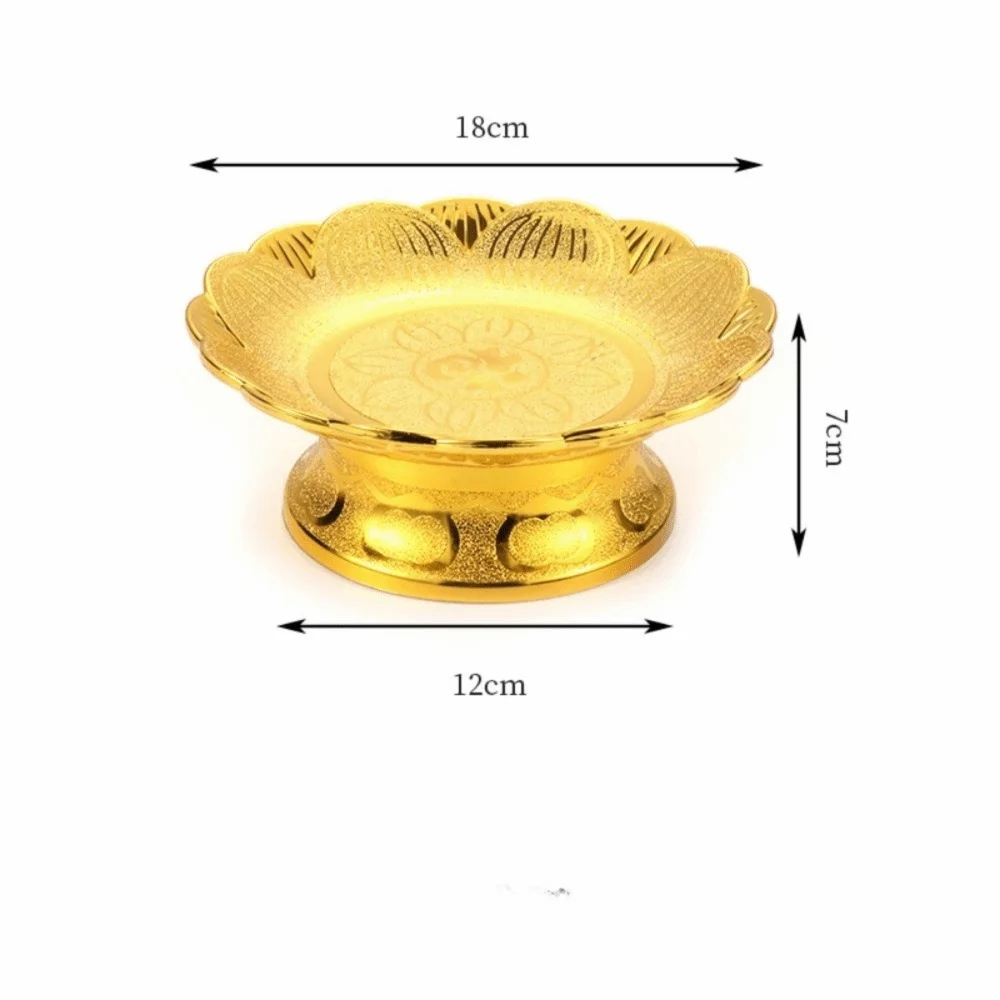 New Vintage Golden Lotus Tray Household Ornament Offering Plate Decorative Classic Fruit Tray Temple Worship