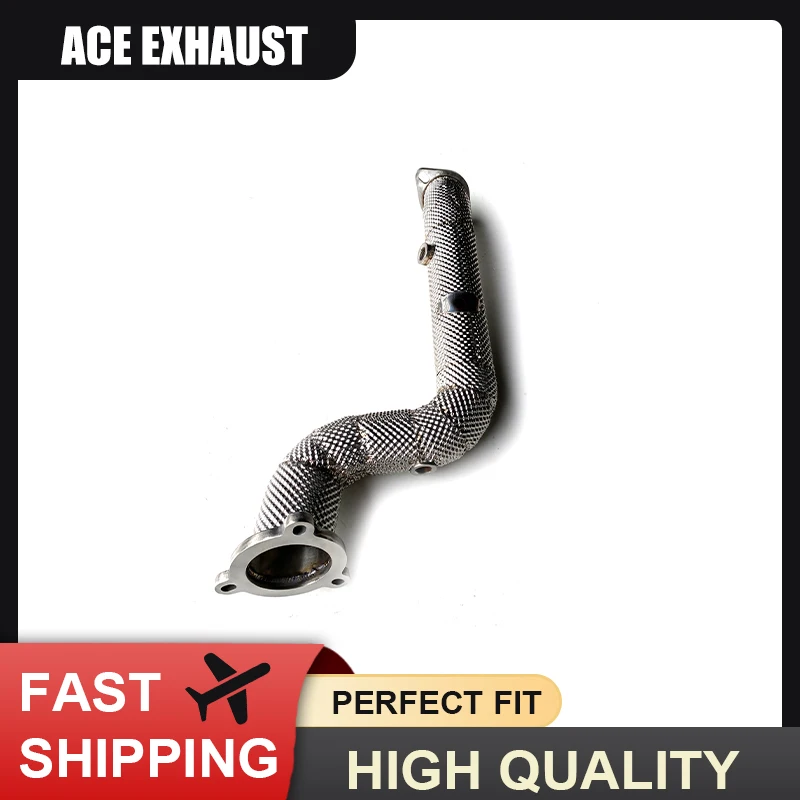 

High Flow Catless/Catted Downpipe With Heat Shield For Mercedes Benz C180 C200 C250 C260 W204 1.8T SUS304 Exhaust Systems