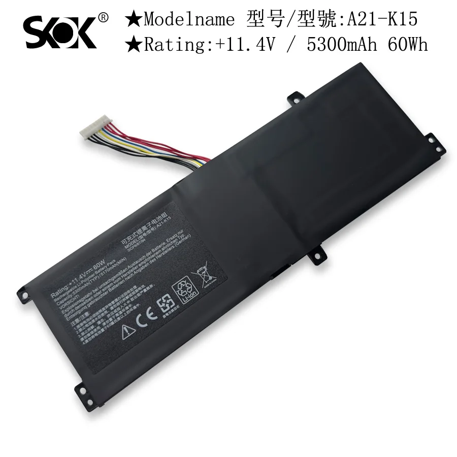 A21-K15 Laptop Battery For Getac Machenike F117-V65 F117-V VA VB VD VC VR26 VG65T G15G Akoya K15 PC6OK 11.4V