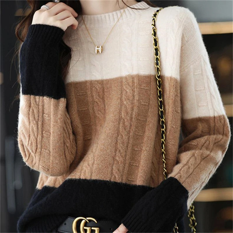 Fashion Autumn And Winter New Crew-Neck Sweater Women\'s Pullover Sweater With Long-Sleeved Blouse Bottoming Shirt Jumper