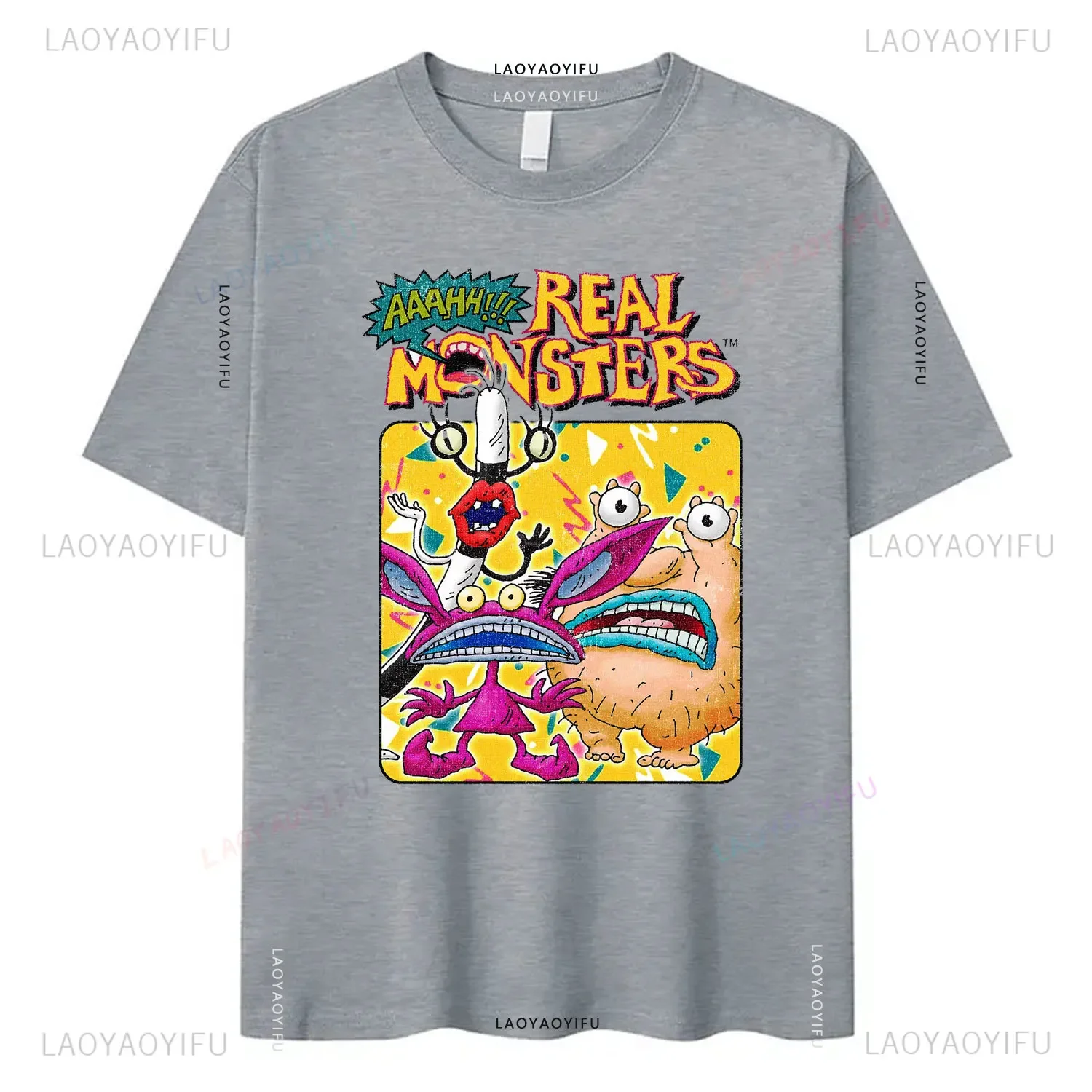 Summer Aaahh Real Monsters All Characters 100% Cotton Unisex T Shirt Short Sleeve O-Neck T-shirt for Men and Women Casual Tops