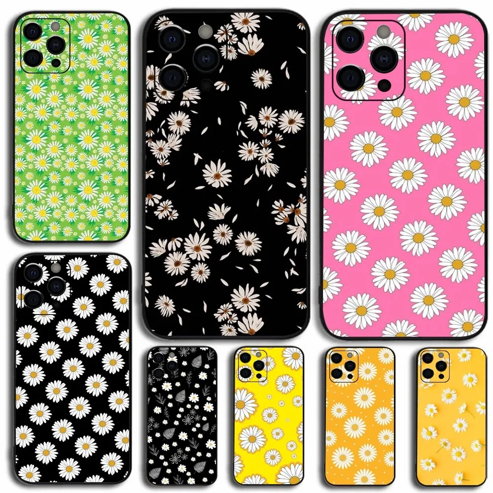 

Beauty Daisy Flowers Phone Case For Apple iPhone 15,14,13,12,11,Pro,X,XS,Max,XR,Plus,Mini Soft Black Cover