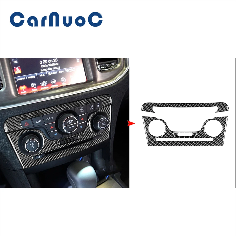 

Car Carbon Fiber Stickers Center Control A/C Panel Decorative Trim For Dodge Charger 2011 2012 2013 2014 Interior Accessories