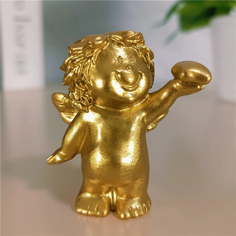 Golden Angel Figurines Ornaments Lucky Gifts Cute Fairy Angels Statues Sculpture Modern Wedding Home Decoration