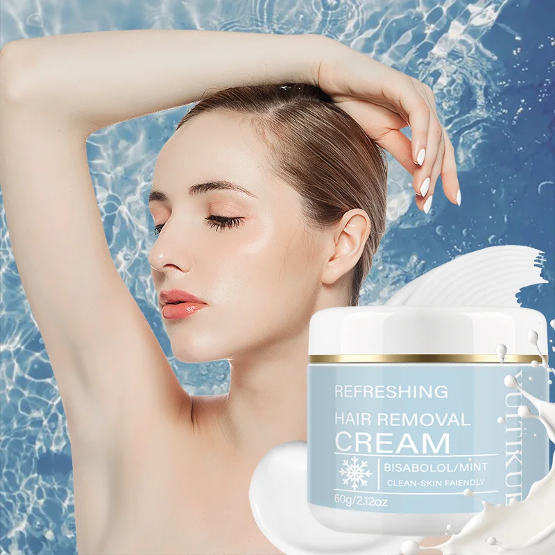 Yuitikue Refreshing Hair Removal Cream, 60g Bisabolol & Mint Infused Hair Remover for Gentle & Clean-Skin Friendly Formula