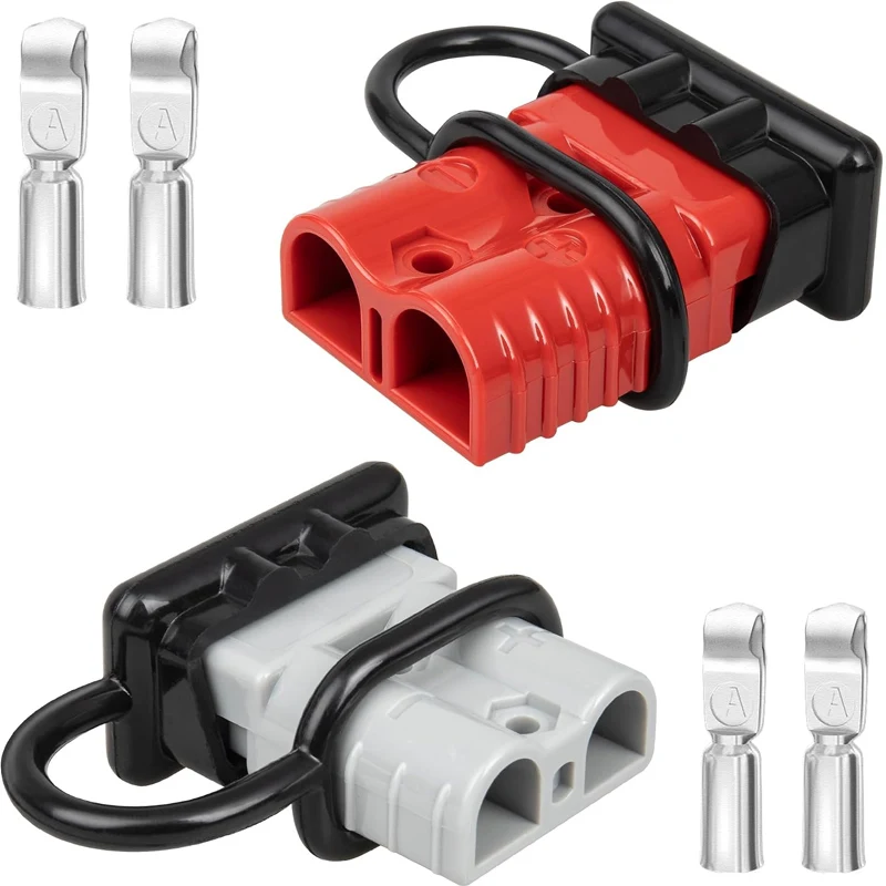 2Pin Battery Quick Connector 50A 600V 6-12 AWG High Current Fireproof Dust Cover Quick Disconnect for Car EV RV Electrical Parts