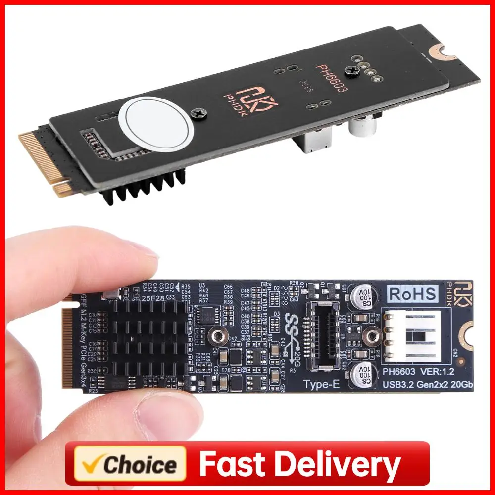 M2 PCIE NVME To TYPE E Expansion Card Riser ASM3242 Chipset M2 M Key PCIe To USB3.2 Front Panel Expansion Card for Desktop