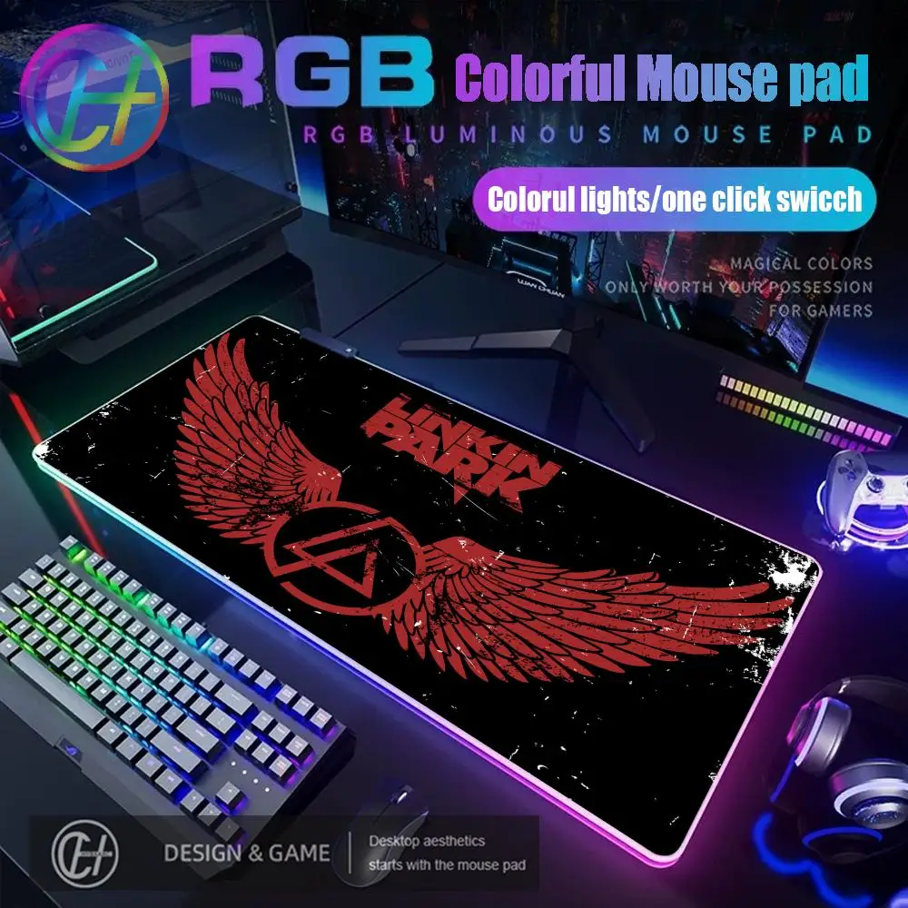 

Игровой коврик для мыши HYBXAXC 900x400x3 мм с RGB-подсветкой, HD-дизайн, большой размер XXL, L-Linkin Hot Band Park RGB