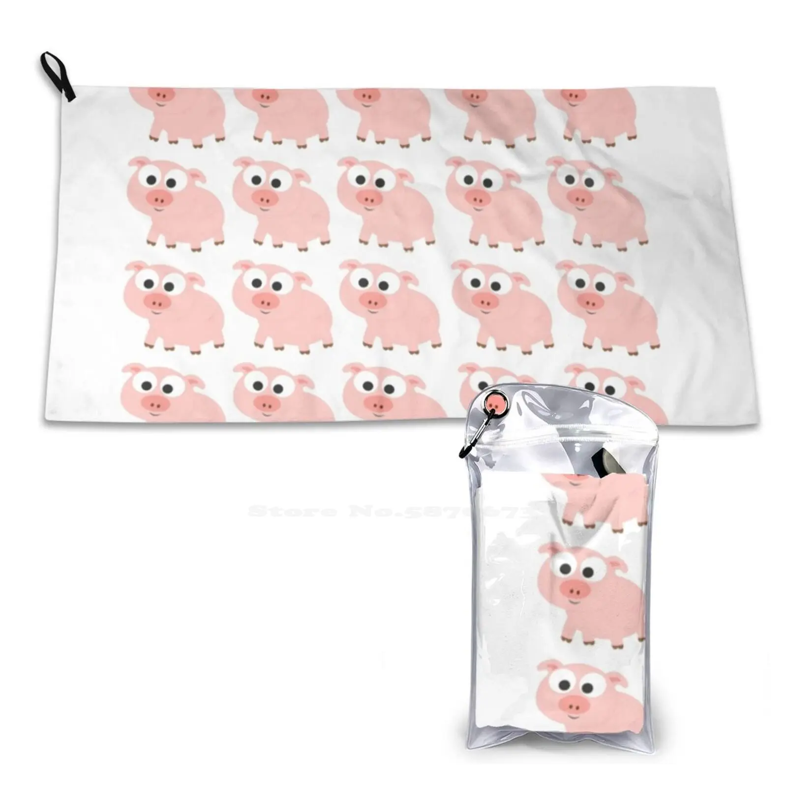 Cute Pink Pig Overload Soft Towel Quick Dry Sport Beach Towel Pink Pig Cute Pig Swine Pork Hog Bacon Cute Farm Animal Cartoon