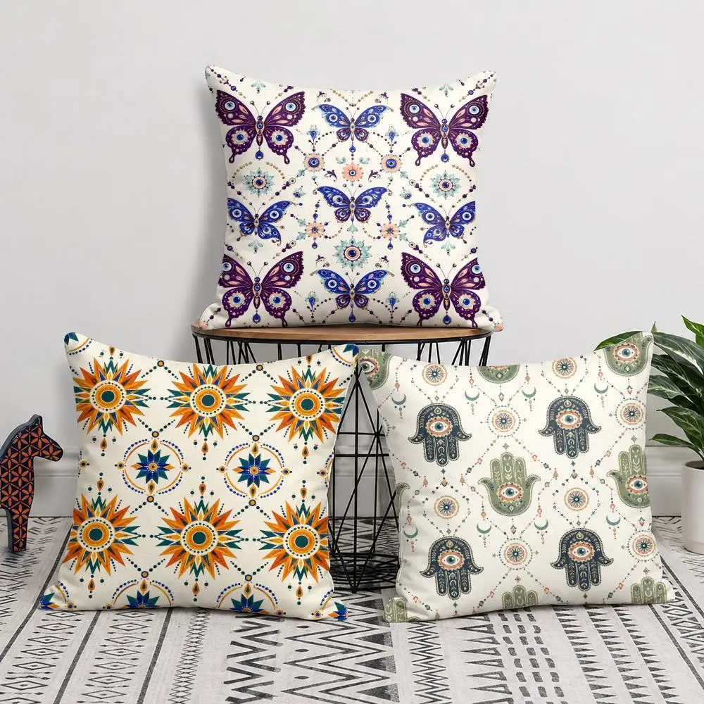 Boho Ocean Abstract Waves Cushion Cover Short Plush Soft Double-Sided Printing Pillow Case Cozy Sofa Bedroom Home Decor Gift