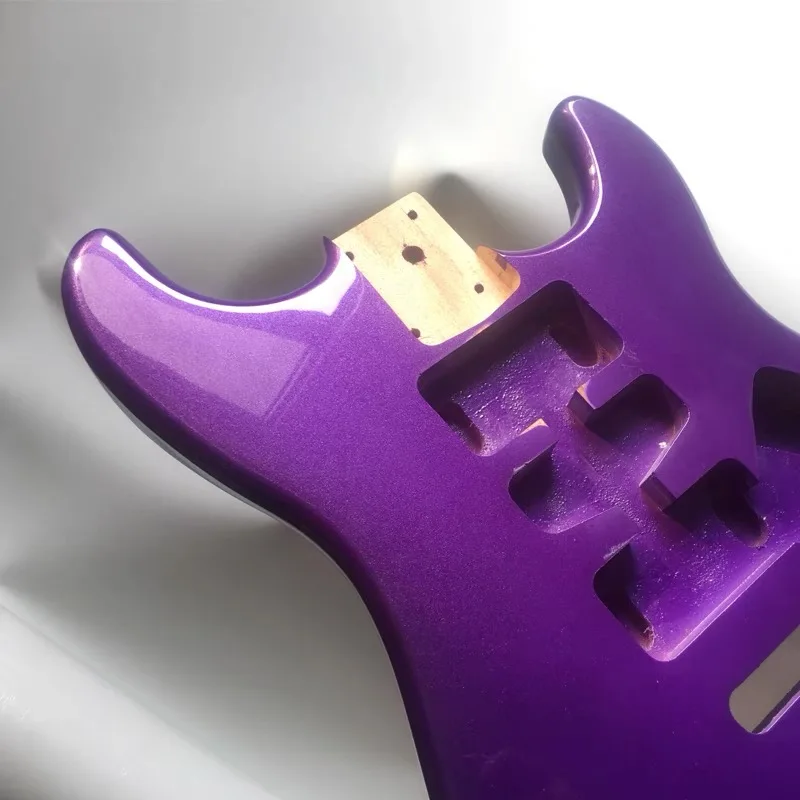 Solid Wood Electric Guitar Body, Glossy Mental, Purple Color for HSH Pickup,DIY Custom S T, Guitar Barrel Replacement Part, 57mm
