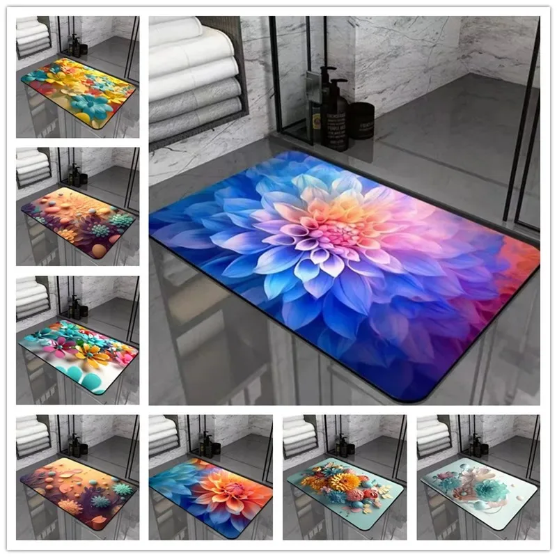 Flower Pattern Door Front Mat Decoration Home Bathroom Floor Mat