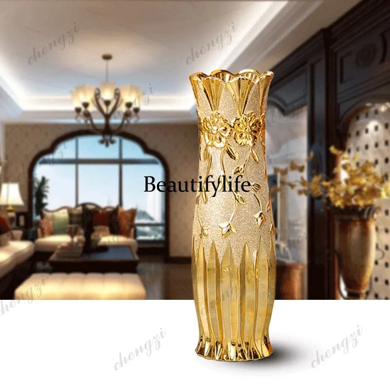 A95 European ceramic living room floor TV cabinet high vase ornament decoration European new Chinese high value