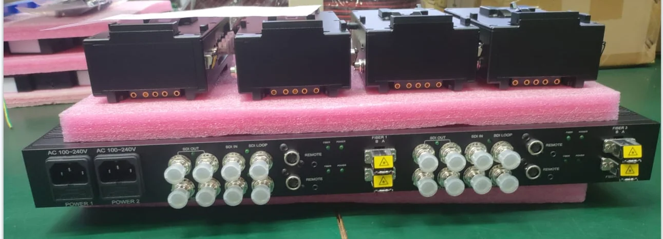 4 sets 12G SDI  4k video in , pgm ,8 PIN Remote 2.5mm remote dual lc fiber  Fiber Optic Converter Transceiver