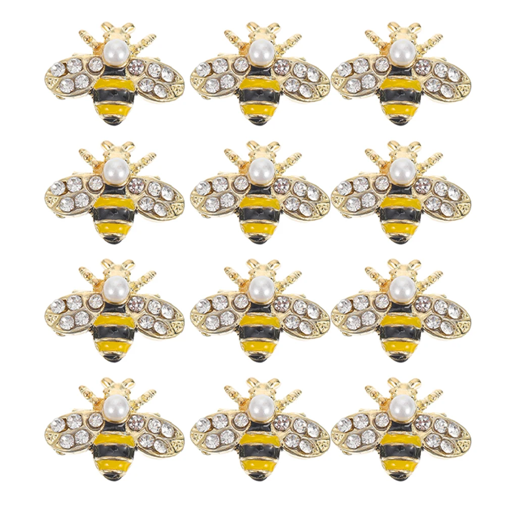 

12Pcs Bee Shaped Alloy Nail Art Charms Tiny Jewels Kids Friendly Nail Decoration Supplies Jewelry Accessories DIY Creative
