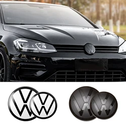 Car Glossy Black Front Grill Badges Rear Trunk Emblem Lid Covers Logo Sticker For VW Volkswagen GOLF 6 Automobile Accessories