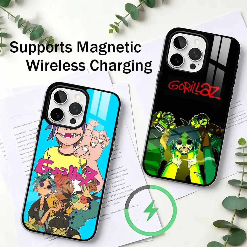 Cartoon Band Gorillaz Phone Case For iPhone17,16,15,14,13,12,11 Plus,Pro Allows magnetic wireless charging