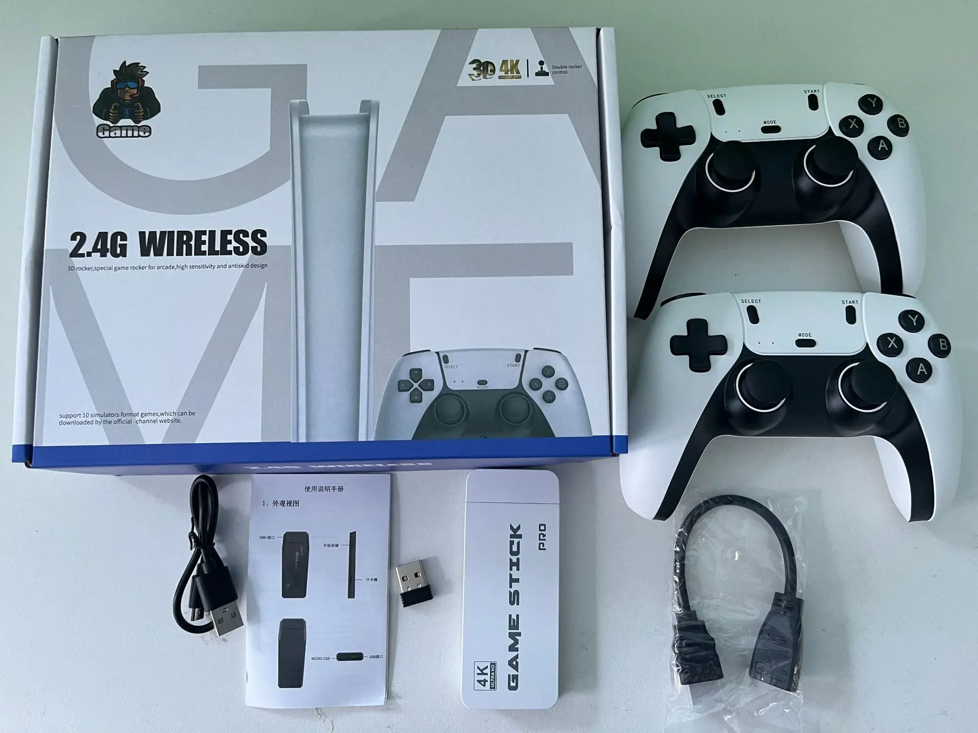 2026 4K Retro Game Stick: 64GB M15 Console met 40000+ klassieke arcadegames, dubbele draadloze controllers, 2-speler tv-systeem