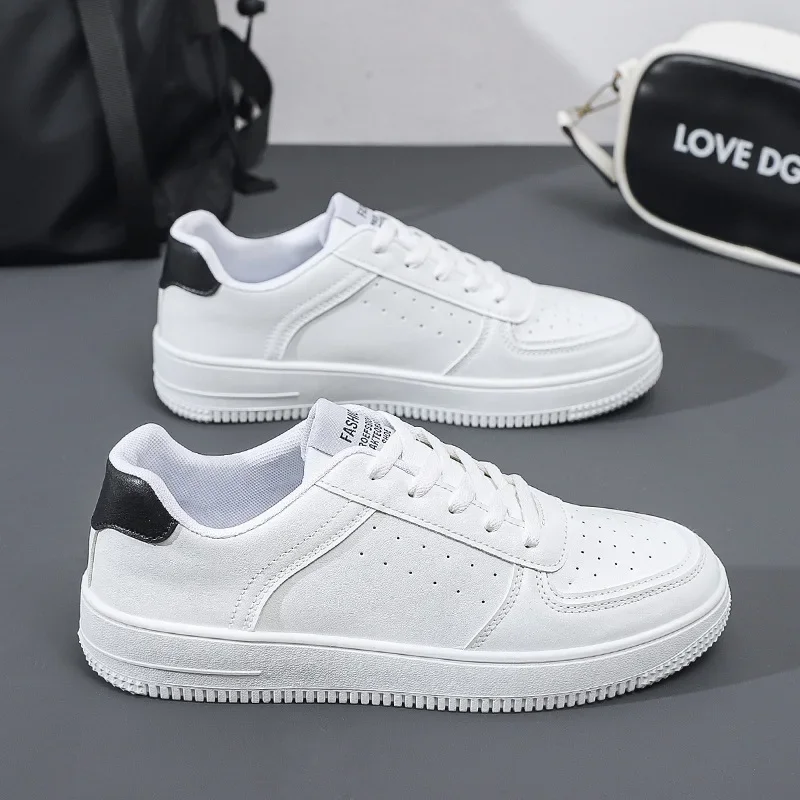 Brand Leather Men's Sneakers White Platform Men's Sports Shoes Breathable Casual Shoes Lace-up Men Board Shoes кроссовки мужские