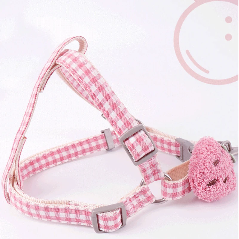 Adjustable Dog Harness and Leash Set, Soft Cute Fruit Lattice Cat Vest, Small and Medium Pet Collar, Outdoor Walking