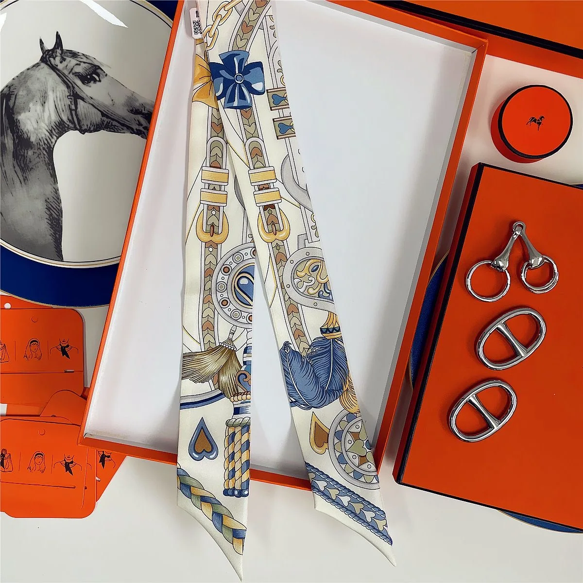 French New Style Scarf Heart Leather Buckle Feather Pattern Bow Ribbon for Women Tied Bags Necktie Multifunctional Accessories - view 5
