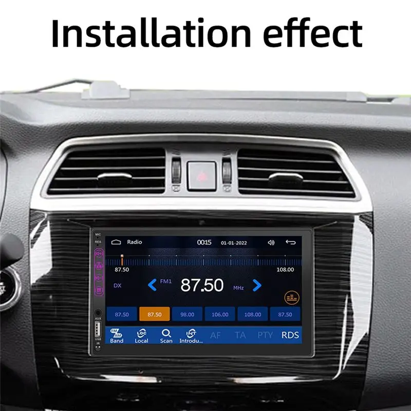 

7 Inch Double Din Car Stereo HD Touchscreen,Carplay Android Auto,12LED Backup Camera,Mirror Link,USB/AUX,FM Car Radio