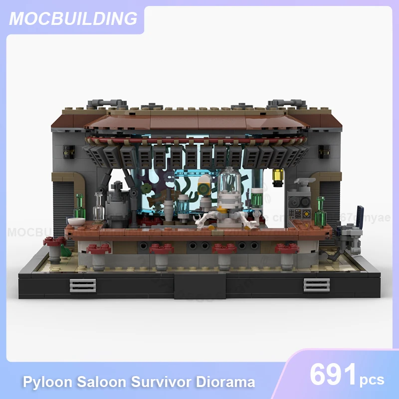 بايلون صالون الناجي Diorama MOC اللبنات لتقوم بها بنفسك تجميع الطوب مجموعة الفضاء عرض العمارة اللعب الهدايا 691 قطعة