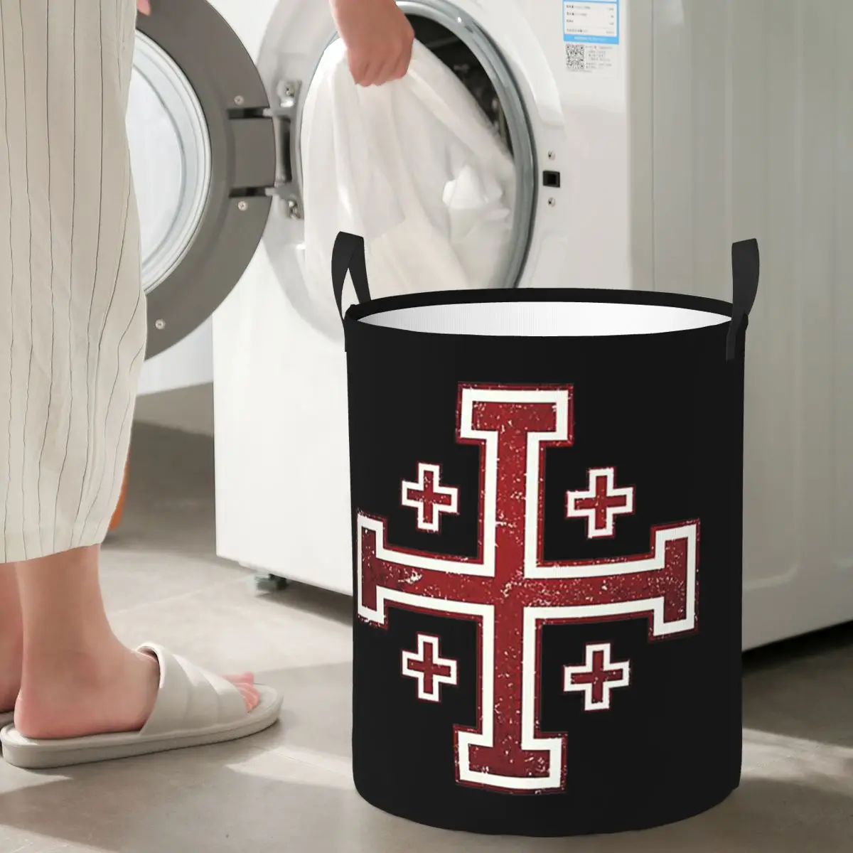 Jerusalem Cross Medieval Knights Cross Crusader Foldable Laundry Baskets Dirty Clothes Sundries Basket Home Organizer Box