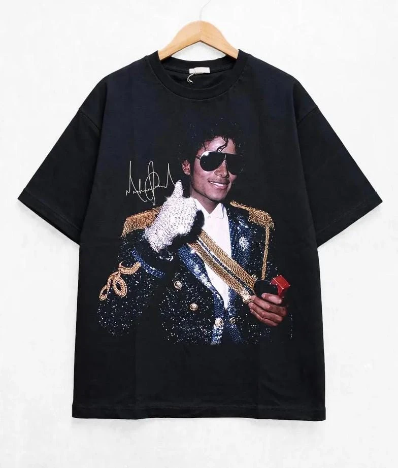 Retro Michael Jackson Shirt Popular Casual Oversized Streetwear 2026 Summer Men's Women's Cotton Clothing Y2k Style Sportswear