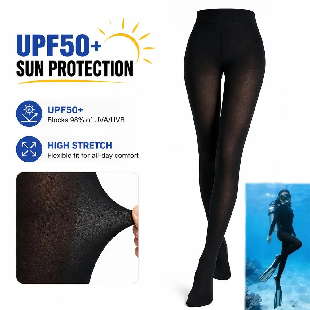 New Ice Silk Diving Tights High Waist Sun Protection Full Foot Leggings Full Foot Breathable Sun Protection Tights