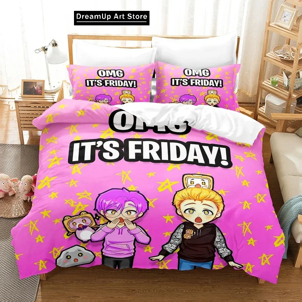 3D Print Cartoon Lanky-box Foxy Boxy Bedding Set Boys Girls Twin Queen Full Size Duvet Cover Pillowcase Bed Adult Bedroom