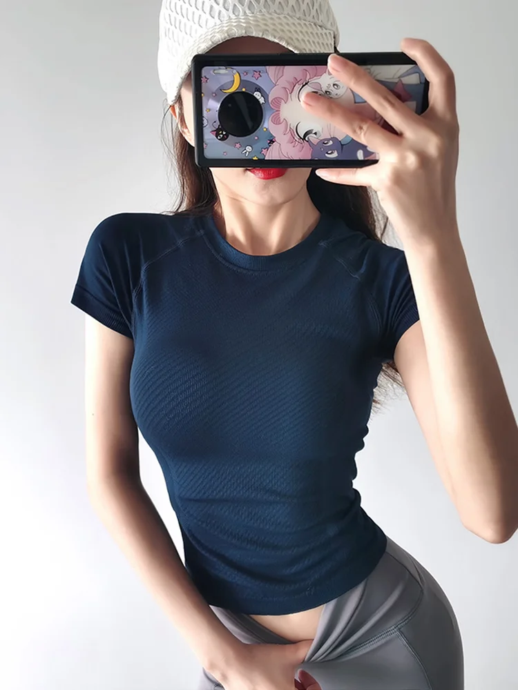 Fitn 요가 탑 여성용 ort Sve 슬림핏 퀵 드라이 러닝 스포츠 티셔츠 얇은 봄 여름 운동복