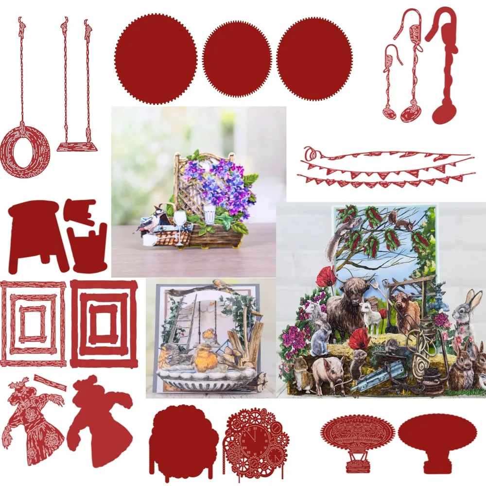 

swing and hat 2025 NEW Cutting Dies Scrapbook Diary Decoration Stencil Embossing Template DIY Greeting Card Handmade clothes