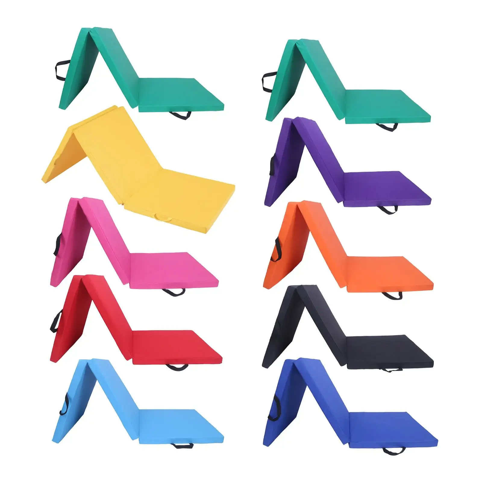 Three Fold Folding Thick Exercise Mat Protective Flooring Carrying Handles Home Yoga Mat for Fitness Pilates Training Yoga Mma